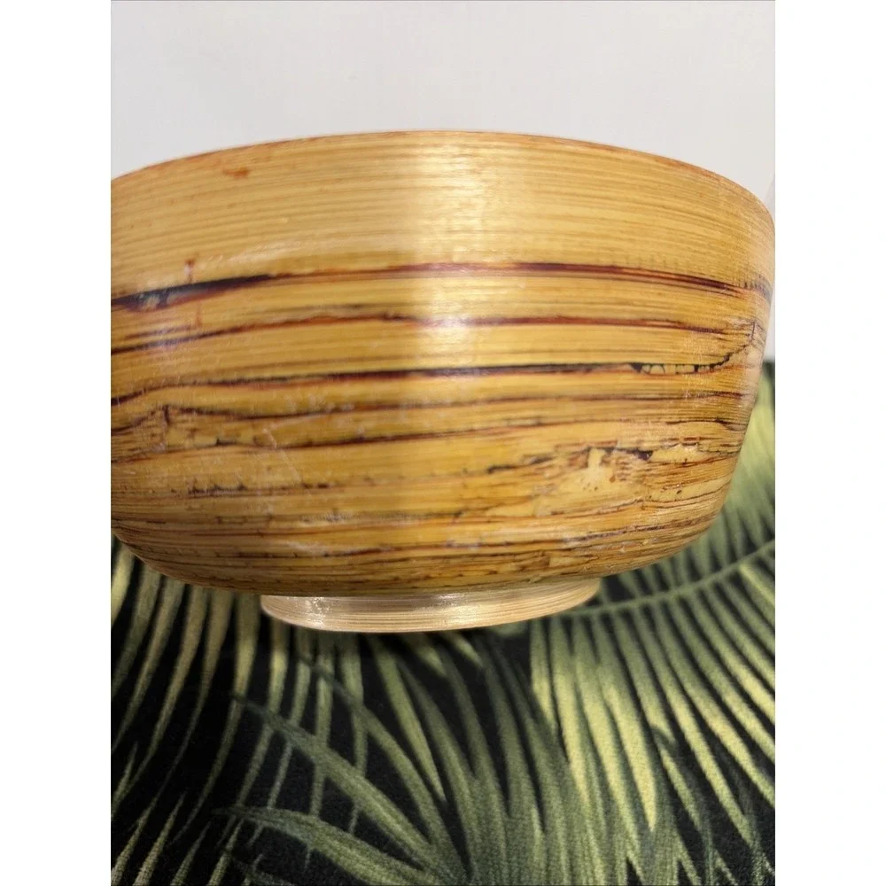 VTG Spun Bamboo Bowl Red Lacquer Centerpiece Gabriella Crespi Style Boho 6.5